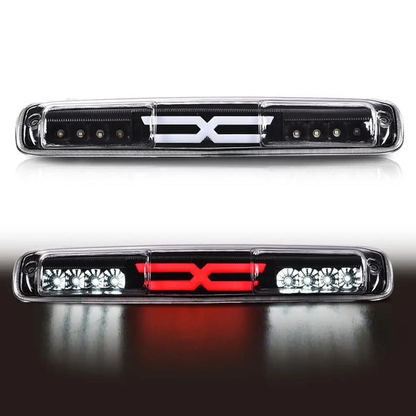 High-mount third brake light for Chevy Silverado/GMC Sierra featuring an X logo design.