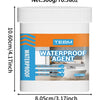 White jar of waterproof agent with orange label showing net weight 300g or 10.58oz