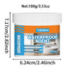 A white jar of TEBM waterproof agent with an orange label showing product details and dimensions.