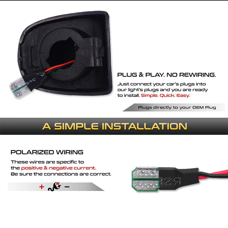 A black housing for high-intensity LED license plate lights with wires and a plug connection.