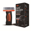 A black bottle of OGAS Glass Emulsion oil film remover with an orange cap and a black applicator tool.