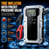 A silver tire inflator with a digital display showing 2.88 PSI and various preset pressure values for different tires.