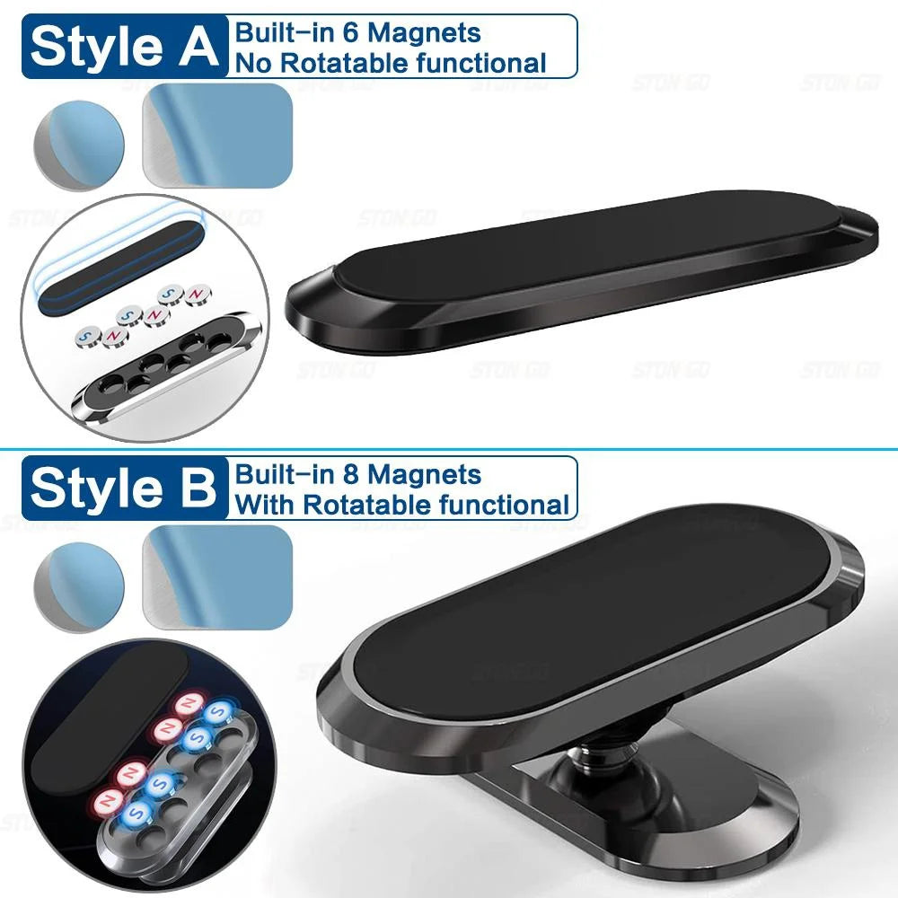 Deux modèles de supports magnétiques robustes pour téléphone, un avec six aimants et un avec huit aimants rotatifs.