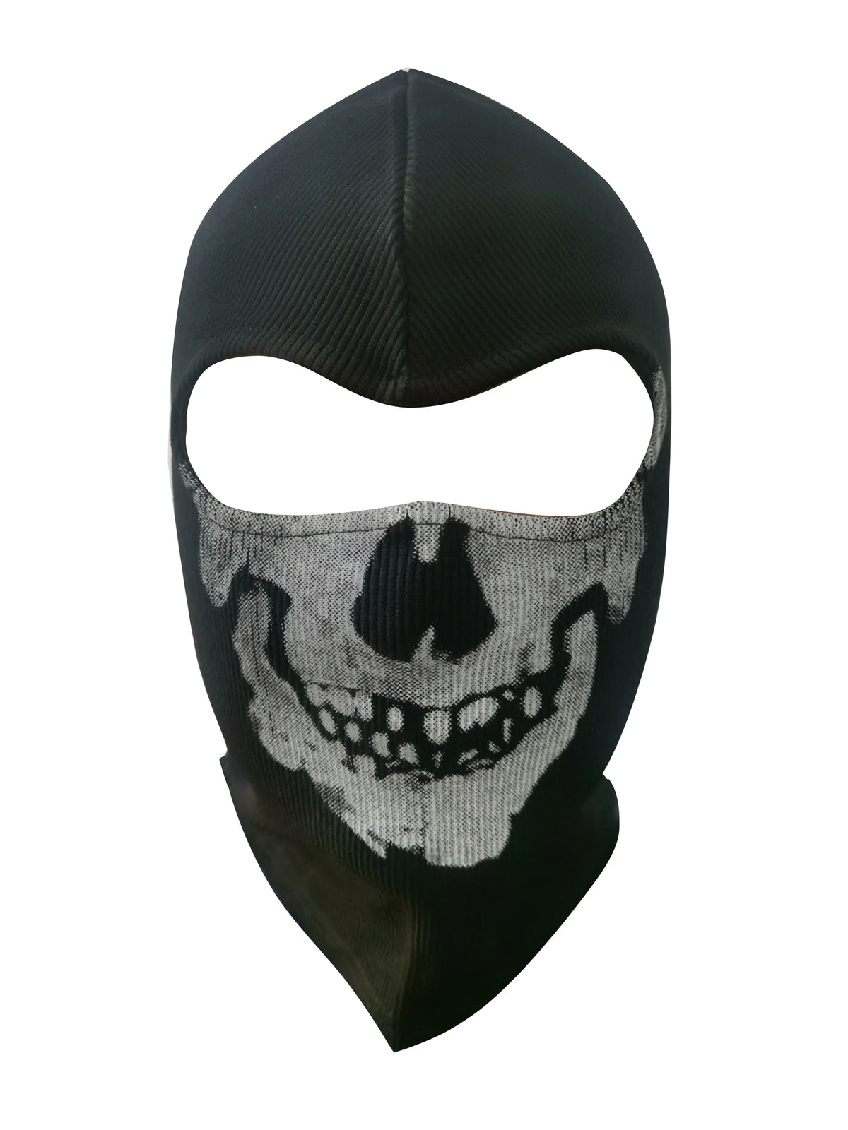 Mascarilla balaclava negra de cara completa con diseño de calavera blanca