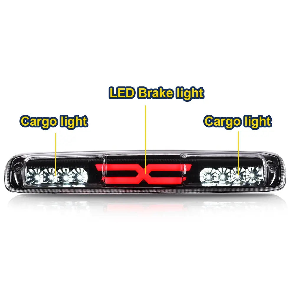 High-mount third brake light assembly showing LED brake light and cargo lights.