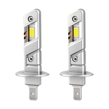 A pair of H1 H7 LED headlight bulbs with Canbus technology and yellow light sources.