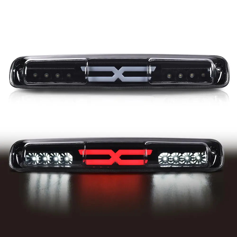 High-mount third brake light for Chevy Silverado/GMC Sierra featuring an 'X' logo.