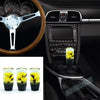 Crystal flower gear shift knob with adapters shown next to a car interior view.