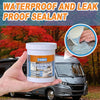 A hand holds a container of TEBM Waterproof Agent sealant next to a silver vehicle in an outdoor setting.