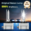Two original Xenon lamp car headlight bulbs demonstrating 800% brightness.