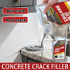 A hand applies caulking glue to a concrete crack on a countertop, demonstrating the product for wall and roof cracks.