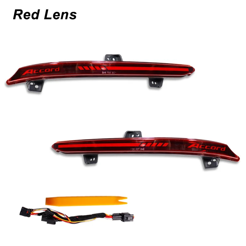 Red lens LED bumper reflector lights for Honda Accord vehicle.