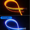 شريط إضاءة LED نهاري مرن، واحد بإشارة صفراء وآخر بضوء قيادة أزرق.