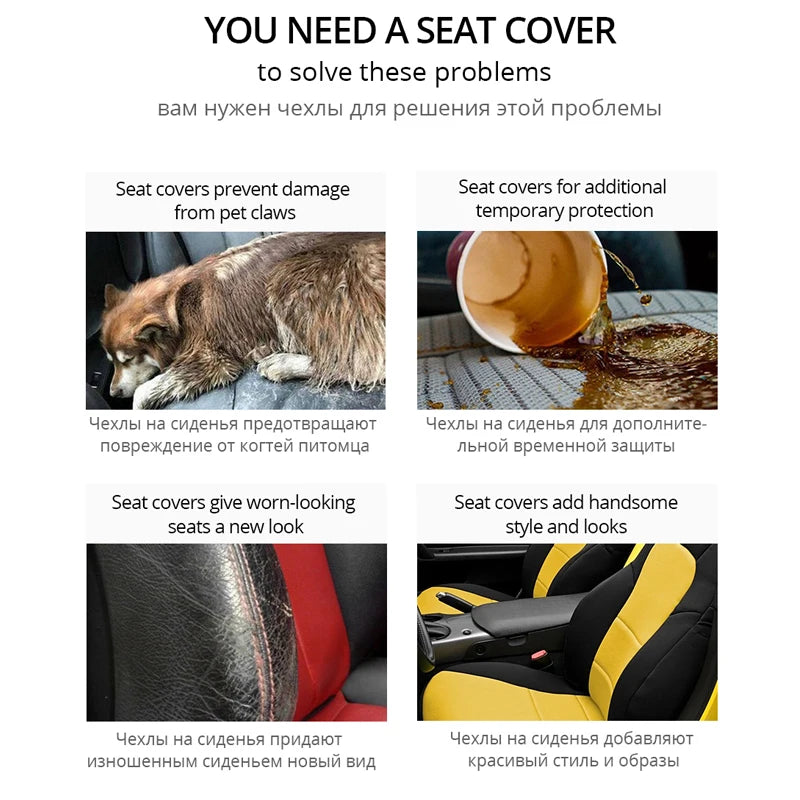 A set of car seat covers designed to prevent damage and provide temporary protection for pets.