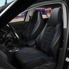 Black faux leather car seat covers for front and split bench seats shown inside a vehicle.