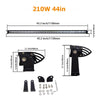 A 210W 44-inch LED light bar with mounting brackets and hardware for off-road vehicles.