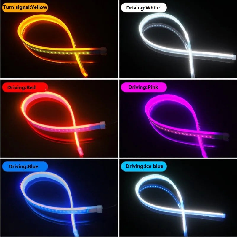 شرائط إضاءة LED مرنة بألوان مختلفة على شكل حلقة تحت ظروف قيادة متنوعة.