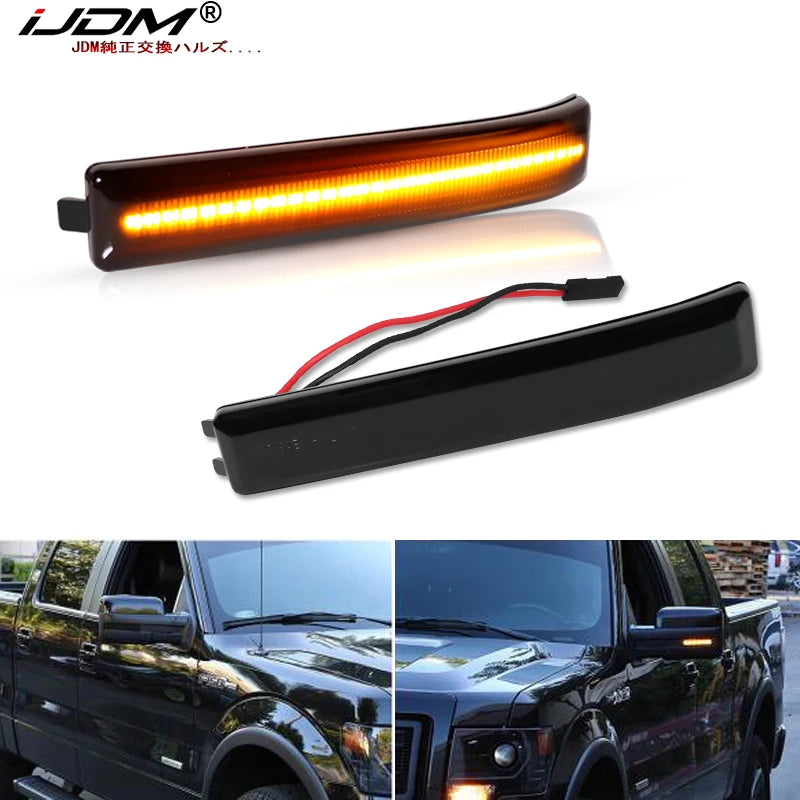 Amber LED side mirror marker lights for Ford F-150 and Raptor vehicle installation
