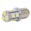 Bombilla indicadora cilíndrica LED con múltiples fuentes de luz blanca cálida y carcasa de metal.