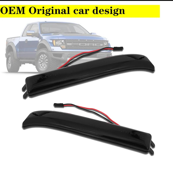 Black amber LED side mirror marker lights for Ford F-150 and Raptor