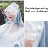 Double-layered transparent windproof motorcycle rain poncho with detachable cap eaves