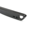 A black carbon fiber adjustable universal car license plate holder with a rectangular opening.