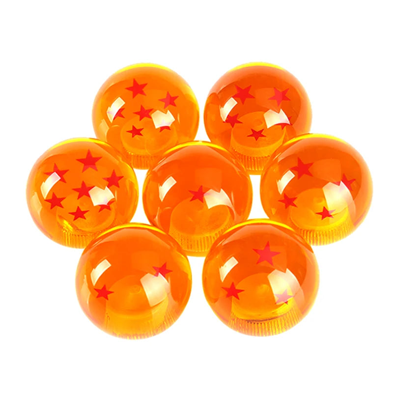 Un juego de ocho manetas de palanca brillantes y naranjas con detalles en estrella roja.