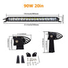 A high-powered 90W 20-inch LED light bar with mounting brackets and accessories.