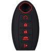 Black silicone cover for a universal car key fob featuring a cutout and several button icons.