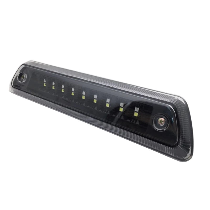 Black LED third brake light assembly for a Ford F-150 truck.