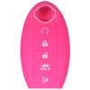 A pink silicone cover for a universal car key fob, featuring buttons for lock and hold functions.