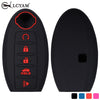 Black universal car key fob cover silicone with red indicators and a slot for the key.