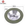 Präzise Diamant-Schleifbecher mit 100mm Außendurchmesser und 20mm Innendurchmesser in mattgrüner Ausführung.