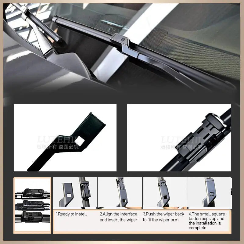 Installation guide showing the replacement wiper blade for a VW Tiguan car.