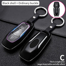 Black shell car key cover with ordinary buckle and a digital key inside