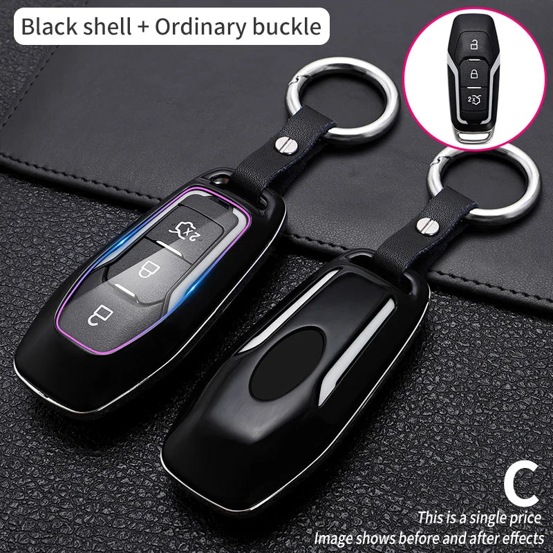 Black shell car key cover with ordinary buckle and a digital key inside