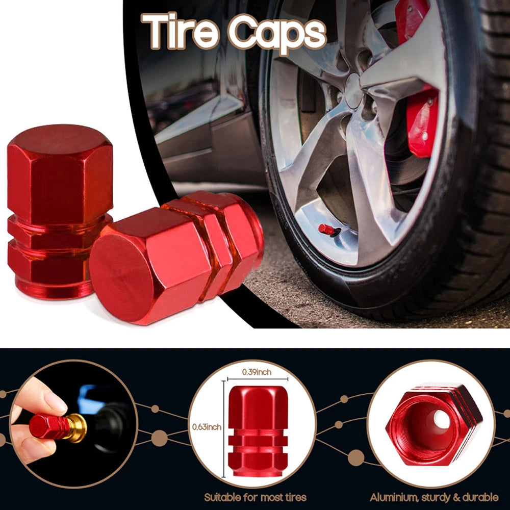 Tapones de válvula de aluminio rojo para llantas, aptos para la mayoría de neumáticos.