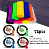 Colorful spoke wrap kit featuring various colors like orange, green, yellow, blue, and purple on motorcycle wheel rims.