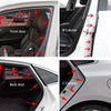Close-up views of rubber seal strips installed on various car doors, including the front door, B column, and C column.