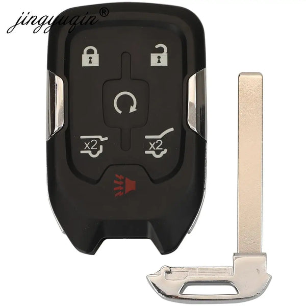 A black universal car key fob shell replacement and a corresponding metal key blade.
