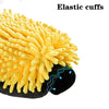 Yellow elastic cuffs with black lining shown for detailing or washing gloves