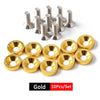 A set of 10 gold anodized aluminum fender and bumper hardware screws.
