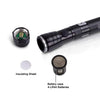 A black magnetic LED flashlight with an insulating sheet and a battery case for 4LR44 batteries.