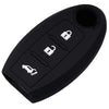 Black silicone cover for a universal car key fob with multiple key slots.