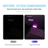 Before and after comparison of mini wireless LED touch car interior lighting showing visibility in the dark