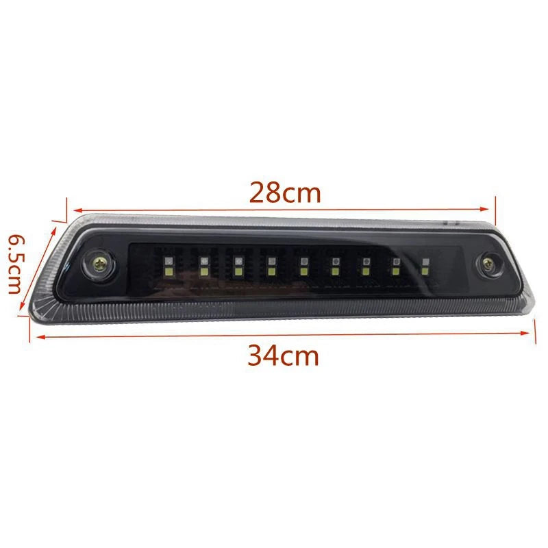 Black LED third brake light for Ford F-150 featuring a rectangular housing and multiple light elements.