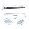 Hydraulic tailgate shock struts for Ford F-150 showing various components including a shock body, a bar, and mounting plates.