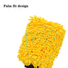 Yellow microfiber chenille car wash mitt with a palm fit design