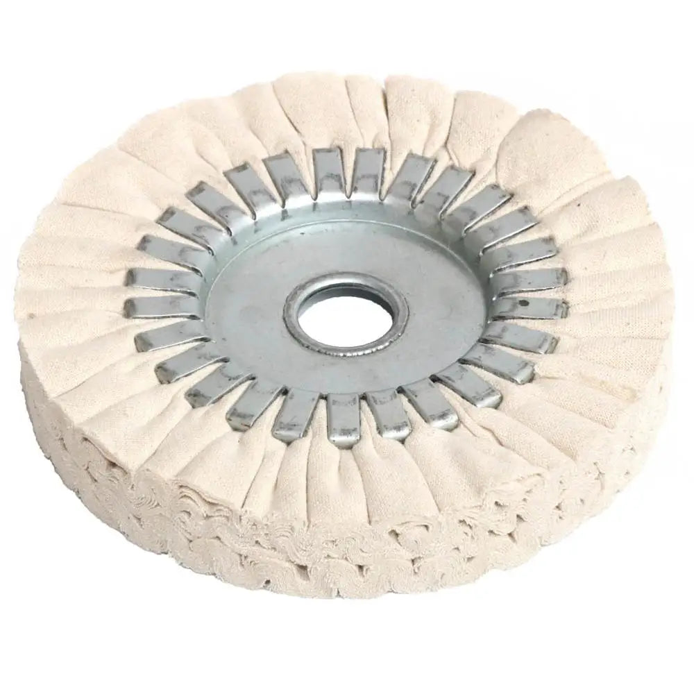 A precision cotton airway buffing wheel with a central hub and radiating teeth.