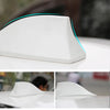 White universal car shark fin antenna cover shown in various angles